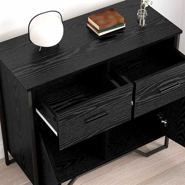 vidaXL Credenza con cassetto Rovere Nero 79,5 x 35,5 x 74,5 cm