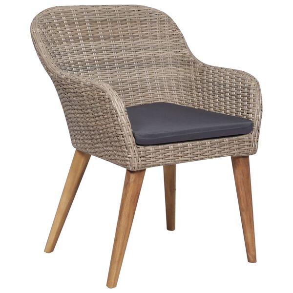 vidaXL Set da Pranzo per Giardino 5 pz e Cuscini in Polyrattan Marrone