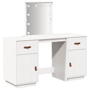 vidaXL Set Toeletta con LED Bianco in Legno Massello di Pino