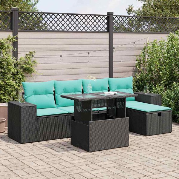 vidaXL Set Divano da Giardino 6pz con Cuscini Grigio Polyrattan Acacia