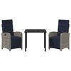 vidaXL Set da Pranzo per Giardino con cuscino 3 pcs Grigio polyrattan