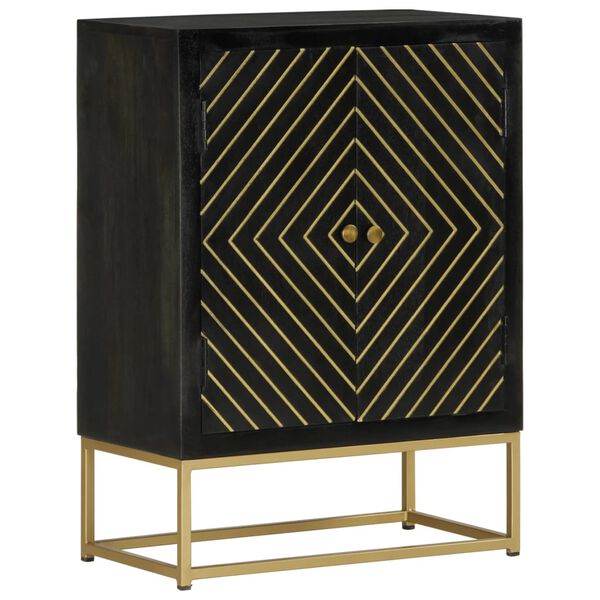 vidaXL Credenza con 2 Ante Nero e Oro 55x30x75 cm Legno Massello Mango