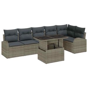 vidaXL Set Divano da Giardino con cuscino 7 pcs Grigio polyrattan