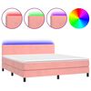 vidaXL Letto a Molle con Materasso e LED Rosa 160x200 cm in Velluto