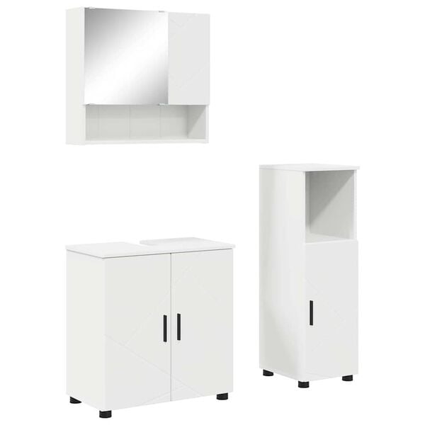 vidaXL Set di mobili per il bagno Montaggio a parete 3 pcs Bianco