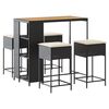 vidaXL Set Bar da Giardino 5 pz con Cuscini in Polyrattan Nero