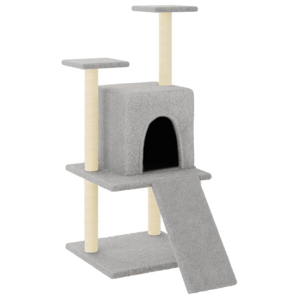 vidaXL Albero per Gatti con Tiragraffi in Sisal Grigio Chiaro 110 cm