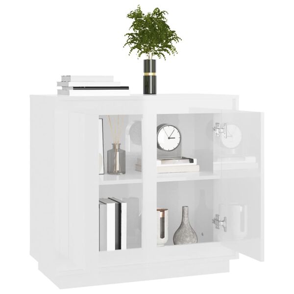 vidaXL Credenza Bianco Lucido 80x34x75 cm in Legno Multistrato