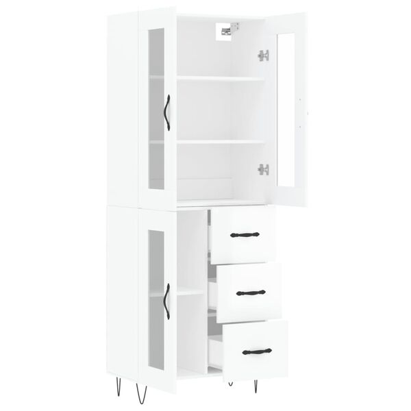 vidaXL Credenza Bianco Lucido 69,5x34x180 cm in Legno Multistrato