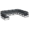 vidaXL Set Divano da Giardino 10 pz Nero Alluminio