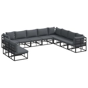 vidaXL Set Divano da Giardino 10 pz Nero Alluminio