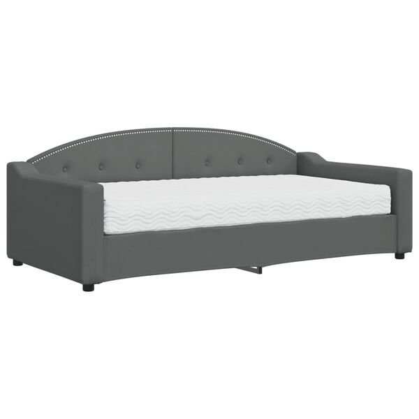 vidaXL Divano Letto con Materasso Grigio Scuro 90x190 cm in Tessuto