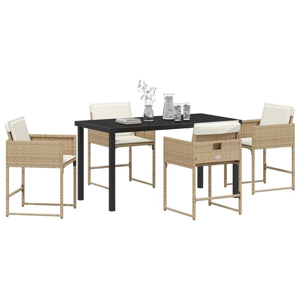 vidaXL Set da Pranzo per Giardino 5 pcs Beige polyrattan