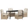 vidaXL Set da Pranzo per Giardino 5 pz Beige e Bianco Crema polyrattan