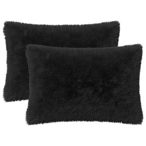 vidaXL Cuscino con cuscino HEERLEN 6 pz Nero Fleece PV