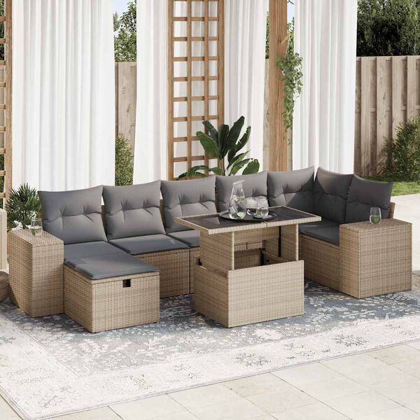 vidaXL Set Divano da Giardino 5 pz con Cuscini Beige in Polyrattan