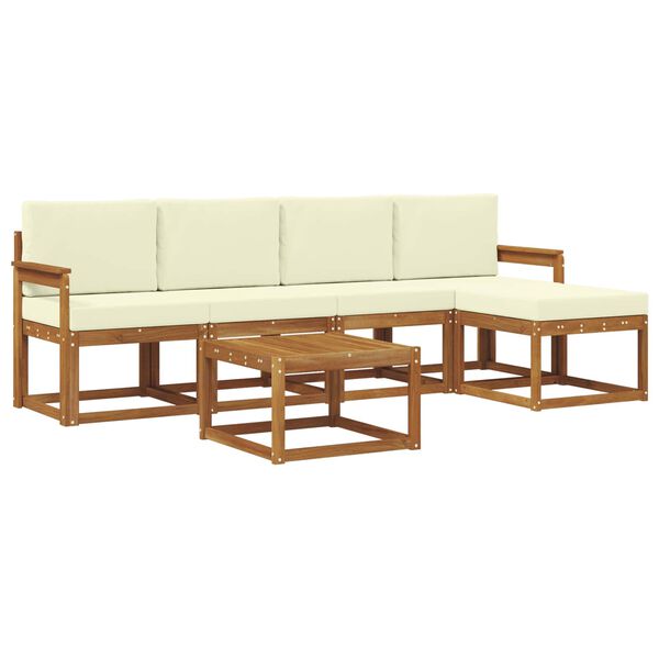 vidaXL Set di divani da esterno con cuscino 6 pcs Naturale e Crema
