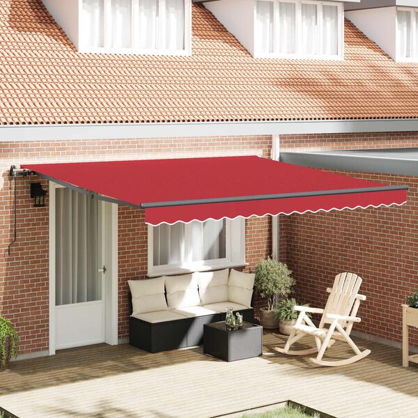 vidaXL Tenda Retrattile Rosso 400 &times; 350 cm Tessuto e Alluminio