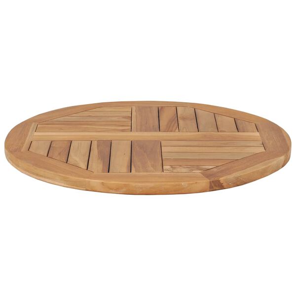 vidaXL Piano Tavolo in Legno Massello di Teak Rotondo 2,5 cm 60 cm