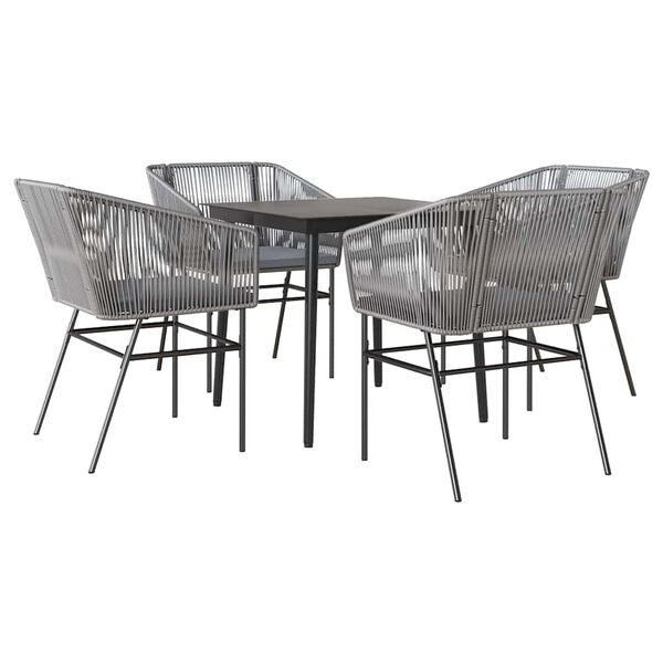 vidaXL Set da Pranzo da Giardino 5 pz con Cuscini Polyrattan Vetro