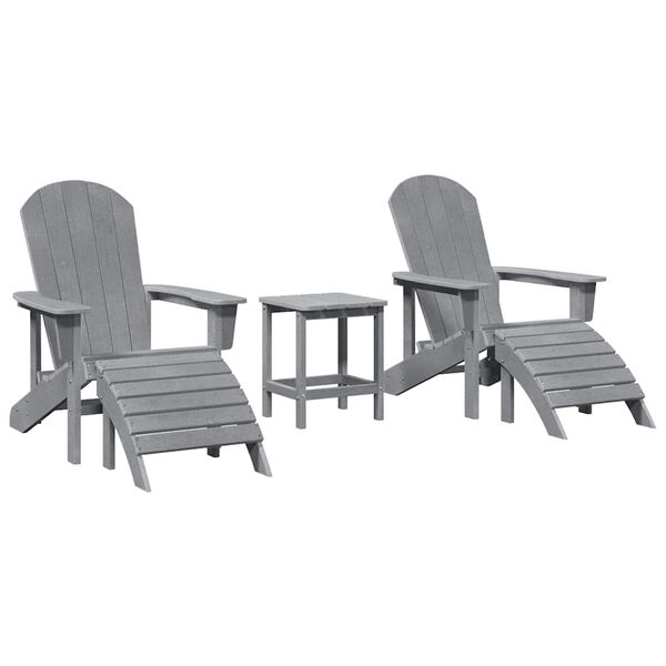 vidaXL Sedia da Giardino 3 pcs Grigio chiaro Polietilene