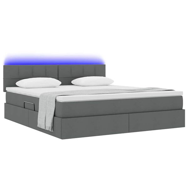 vidaXL Letto con contenitore e LED Grigio scuro 160 x 200 cm Tessuto