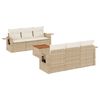 vidaXL Set Divani da Giardino 7 pz con Cuscini Beige in Polyrattan