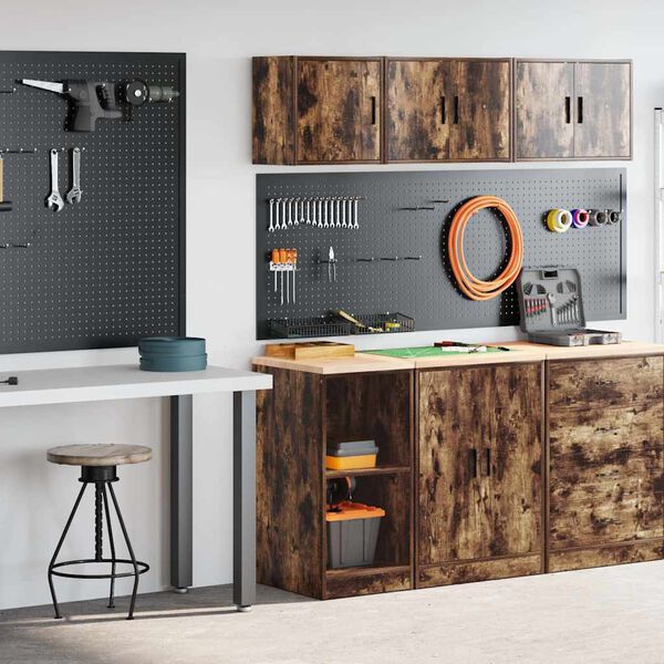 vidaXL Armadi da Garage 2 pz Rovere Fumo in Legno Multistrato