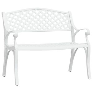 vidaXL Panchina da Giardino 102 cm in Alluminio Pressofuso Bianco