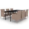 vidaXL Set da Pranzo da Giardino 7 pz e Cuscini in Polyrattan e Vetro