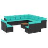 vidaXL Set Divani da Giardino 14pz con Cuscini in Polyrattan Nero