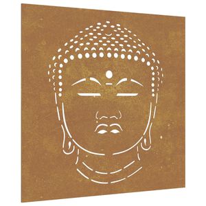 vidaXL Decorazione Muro Giardino 55x55 cm Testa Buddha Acciaio Corten
