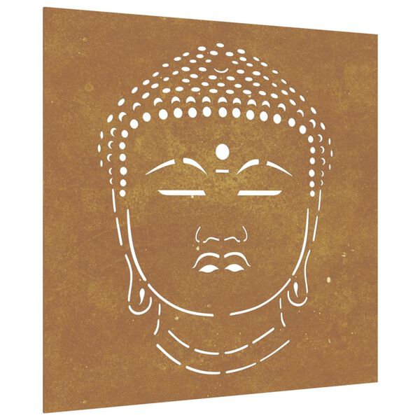 vidaXL Decorazione Muro Giardino 55x55 cm Testa Buddha Acciaio Corten
