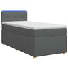 vidaXL Letto con Box Spring, Materasso e LED Grigio Scuro 90 x 190 cm