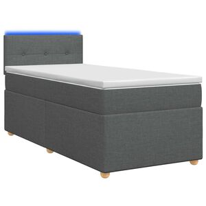 vidaXL Letto con Box Spring, Materasso e LED Grigio Scuro 90 x 190 cm
