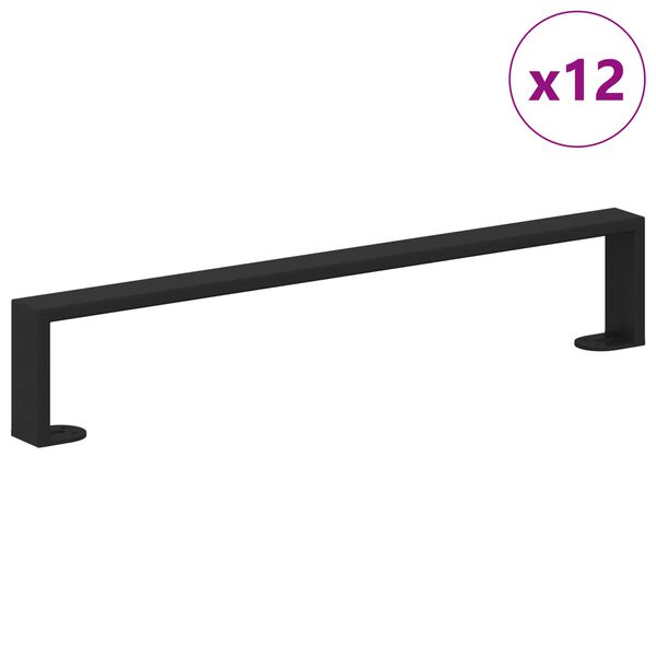 vidaXL Piedini per mobili 12 pcs Nero 54,6 x 4 x 10 mm Ferro