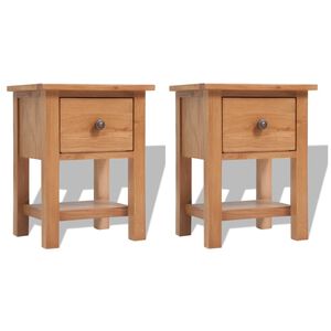 vidaXL Comodini 2 pz 36x30x47 cm in Legno Massello di Rovere