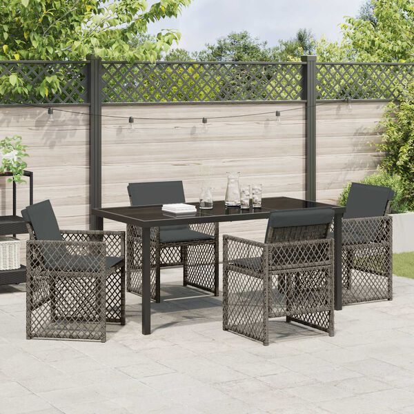vidaXL Set da Pranzo per Giardino 5 pcs Grigio polyrattan