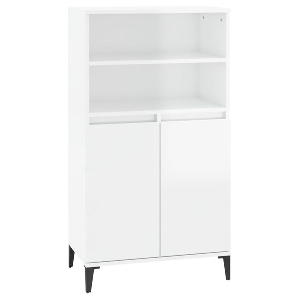 vidaXL Credenza Bianco Lucido 60x36x110 cm in Legno Multistrato