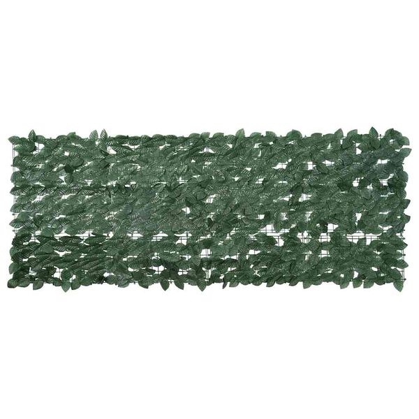 vidaXL Paravento da Balcone con Foglie Verde Scuro 200x75 cm