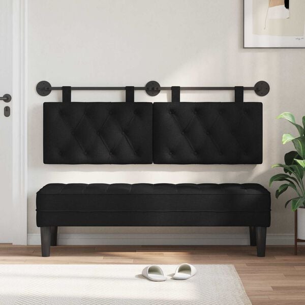 vidaXL Testata appesa Montaggio a parete Nero 130 x 55 x 7 cm Tessuto