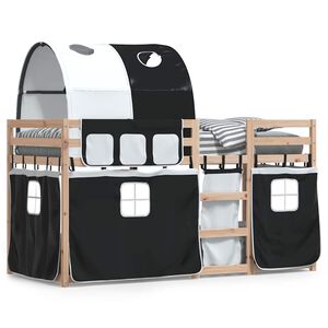 vidaXL Letto a Castello senza Materasso Bianco e Nero 90x200cm in Pino