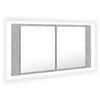 vidaXL Armadietto a Specchio con Luci LED Grigio Cemento in Acrilico