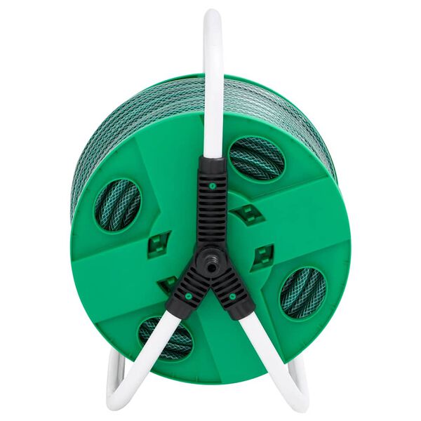 vidaXL Avvolgitubo Autonomo Verde con Set Raccordi Tubo 0,5" 50 m PVC