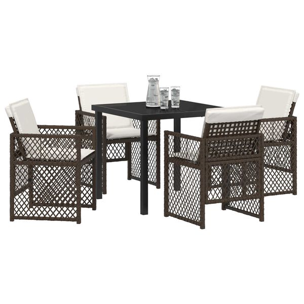 vidaXL Set da Pranzo per Giardino 5 pcs Marrone polyrattan