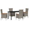 vidaXL Set da Pranzo per Giardino con cuscino 5 pcs Grigio