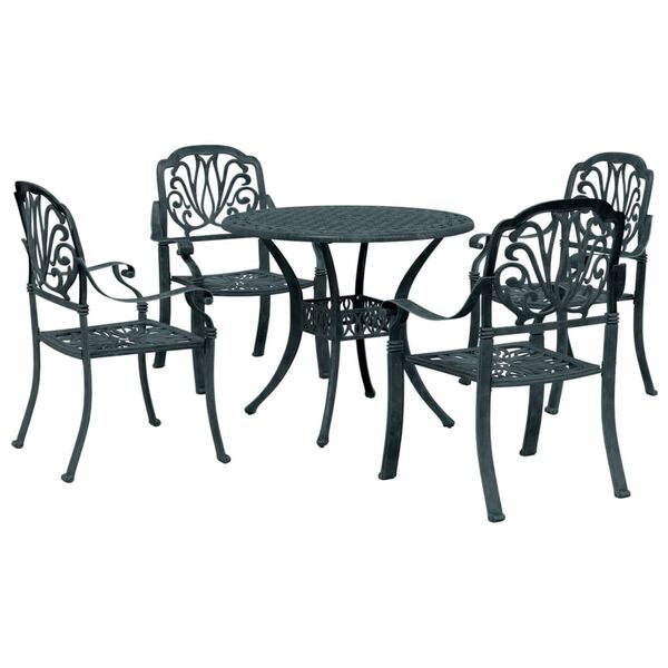 vidaXL Set da Pranzo da Giardino 5 pz Verde in Alluminio Pressofuso