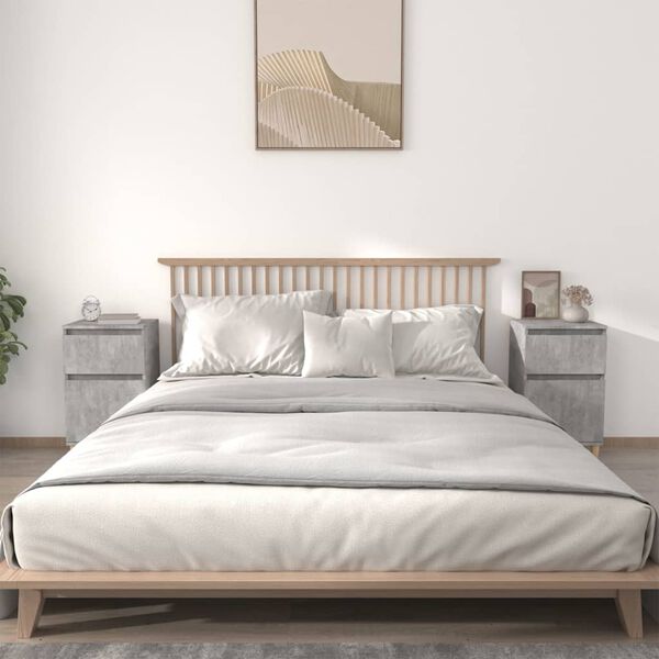 vidaXL Comodini 2 pz Grigio Cemento 40x35x70 cm