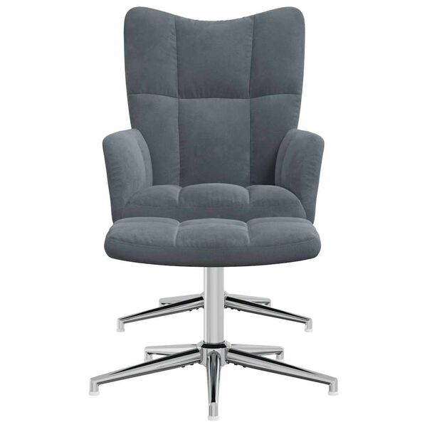 vidaXL Sedia Relax con Poggiapiedi Grigio Scuro in Velluto