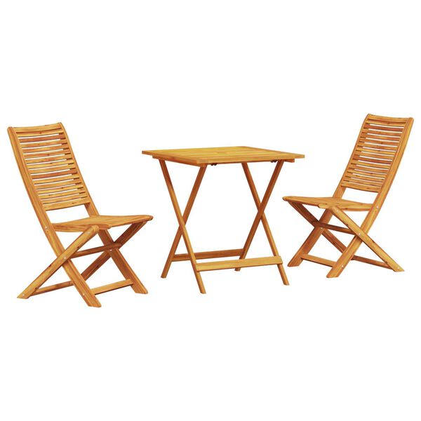 vidaXL Set Bistro Pieghevole 3 pcs Marrone legno massello di acacia